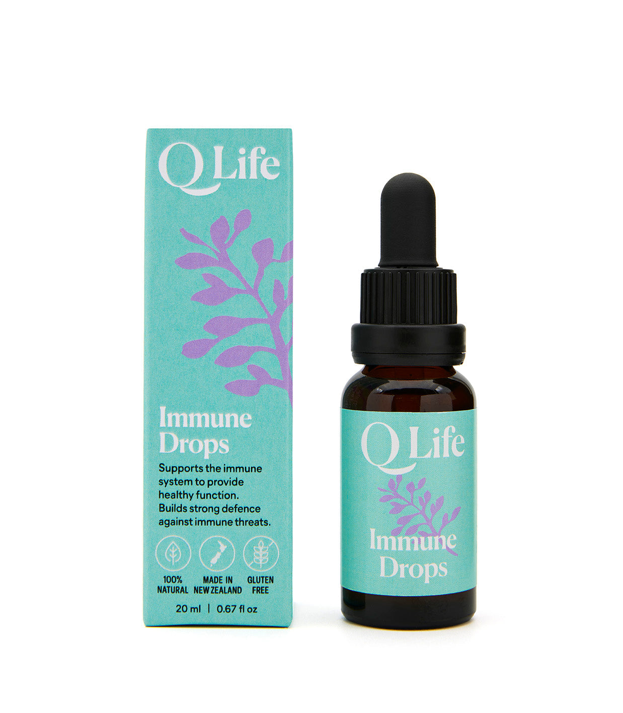 Q Life Immune Drops for strong defense against germs and chills.