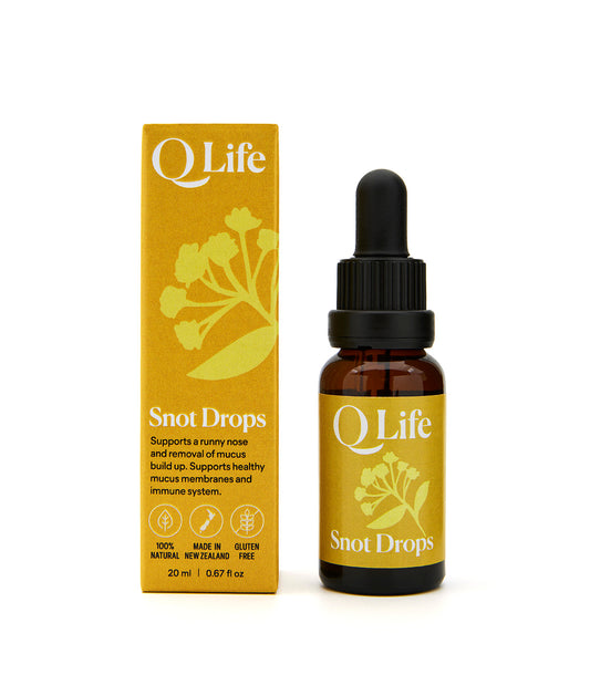 Q Life Snot Drops natural herbal drops for congestion and sinus relief.